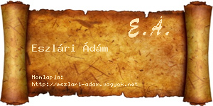 Eszlári Ádám névjegykártya